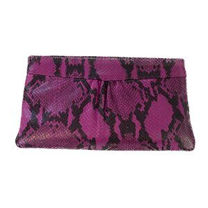 80s/90s Banana Republic Neon Fuschia Python Print Clutch